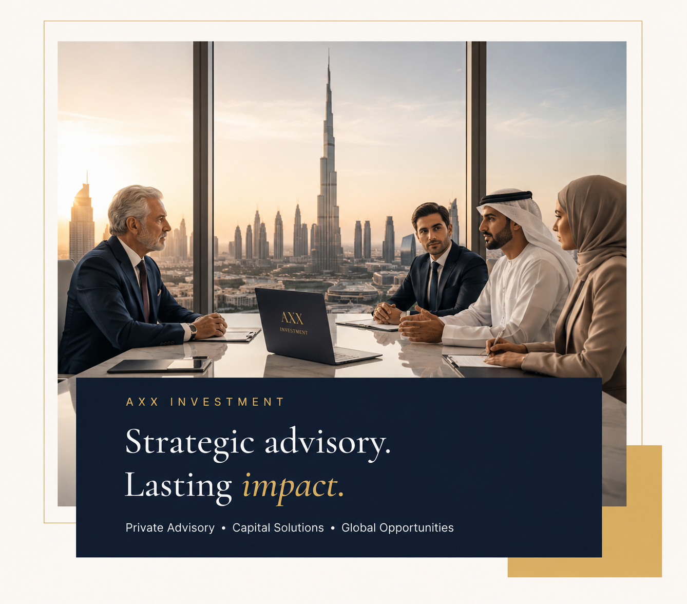 AXX Investment private advisory boardroom in Dubai