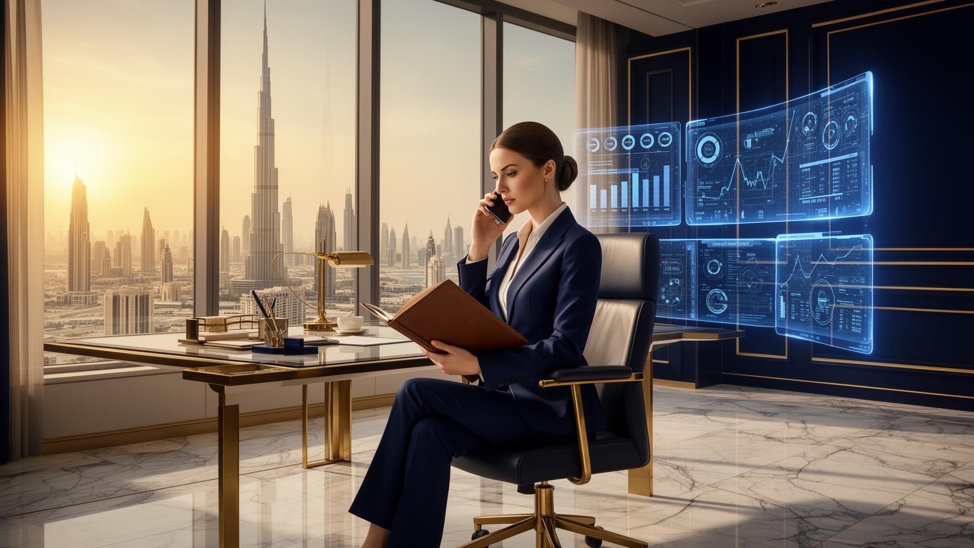 Female private banker on a client call