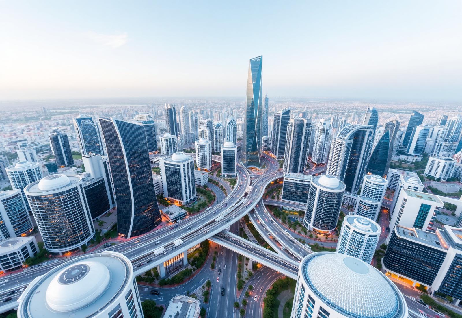 Smart city aerial view